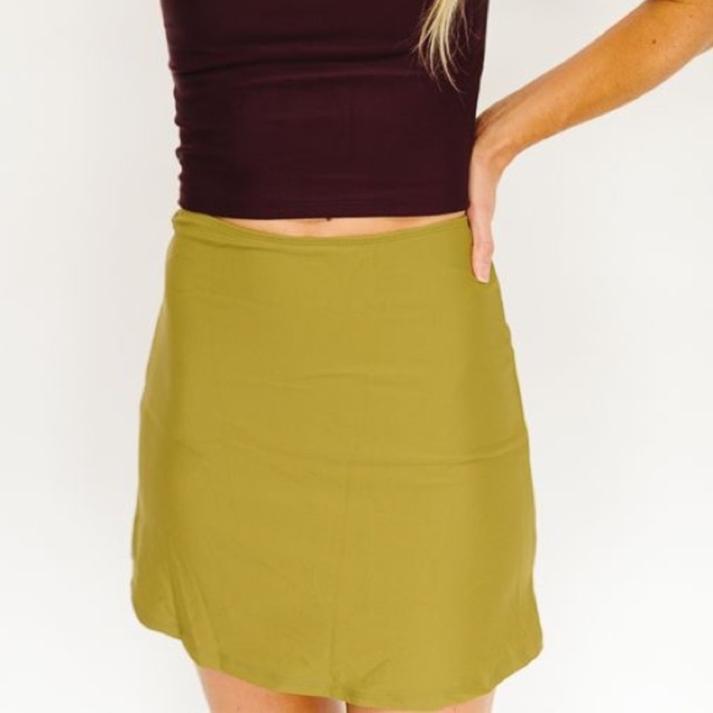 Kortni Jeane High Waisted Swim Skirt- Chartruese
